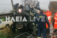 Πατρών - Πύργου: Άμορφη μάζα ΙΧ μετά από σφοδρή σύγκρουση με λεωφορείο
