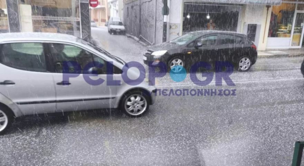 «Βροχή» το χαλάζι στην πόλη της Πάτρας - Άνοιξαν οι ουρανοί